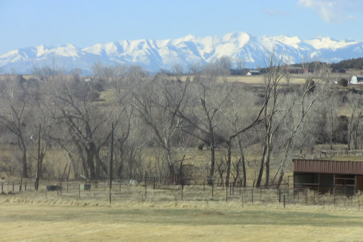 Ranch country just south of Bayfield, Colorado with the San Juan Mountains beyond