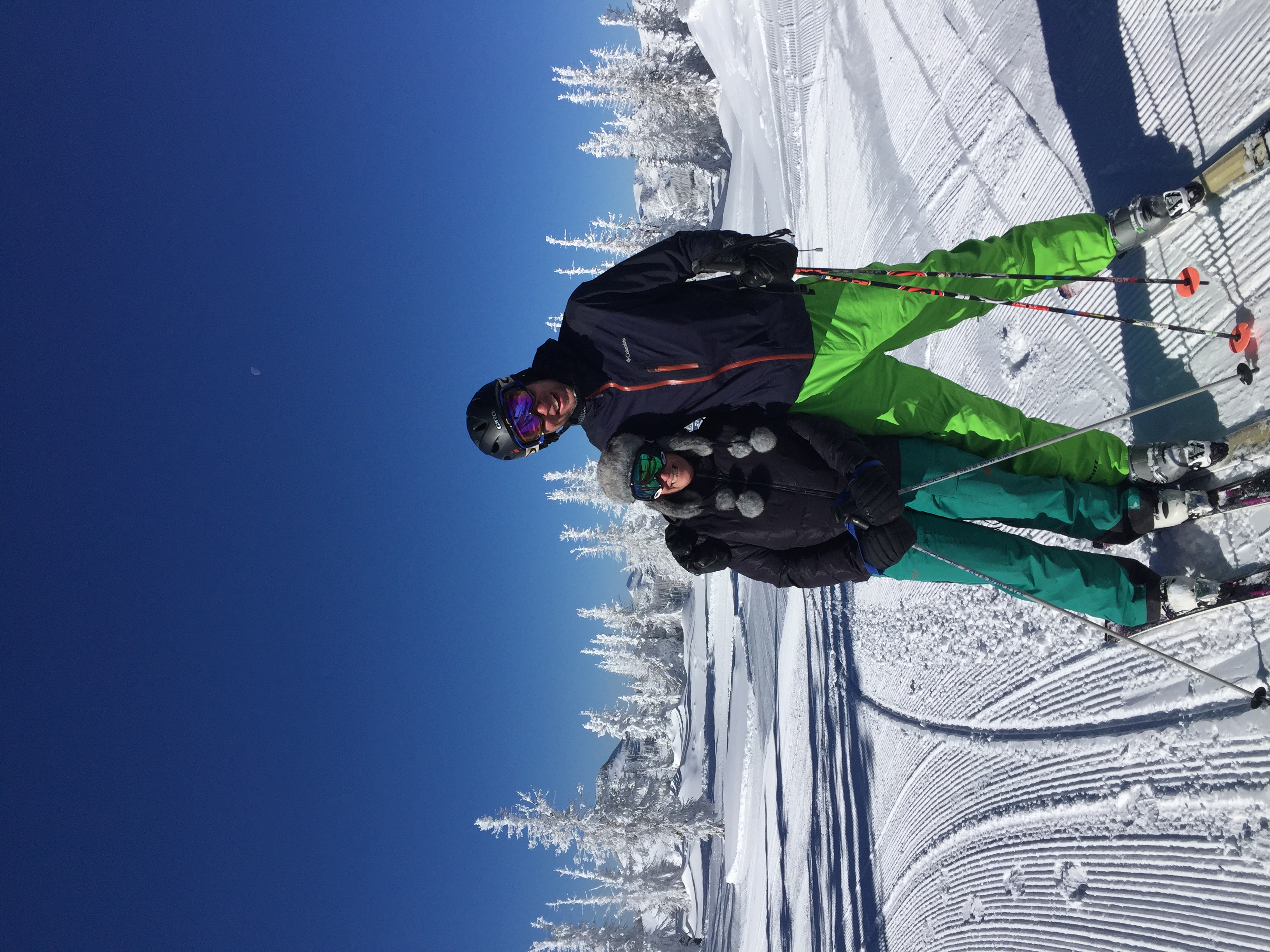 Skiers enjoying a clear day in the San Juan Mountains